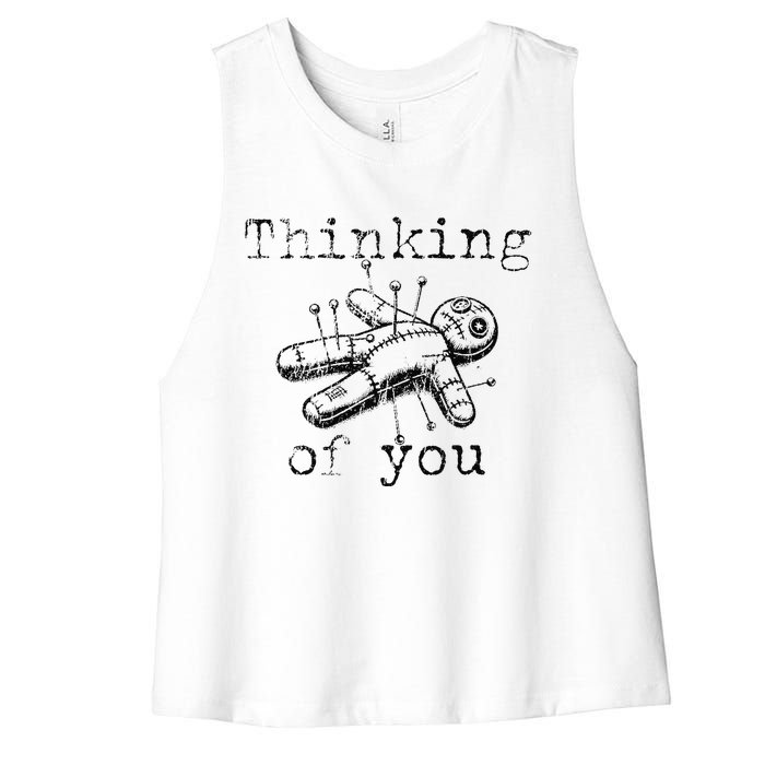 Thinking Of You Funny Vintage Voodoo Doll Gift Women's Racerback Cropped Tank