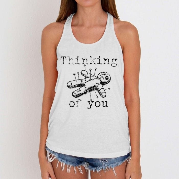 Thinking Of You Funny Vintage Voodoo Doll Gift Women's Knotted Racerback Tank