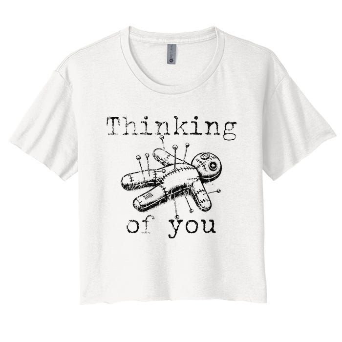 Thinking Of You Funny Vintage Voodoo Doll Gift Women's Crop Top Tee