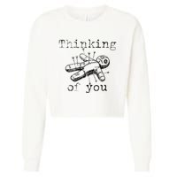 Thinking Of You Funny Vintage Voodoo Doll Gift Cropped Pullover Crew