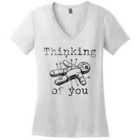 Thinking Of You Funny Vintage Voodoo Doll Gift Women's V-Neck T-Shirt