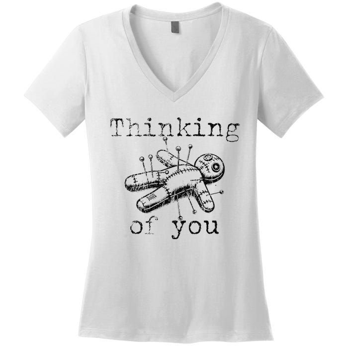 Thinking Of You Funny Vintage Voodoo Doll Gift Women's V-Neck T-Shirt