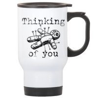 Thinking Of You Funny Vintage Voodoo Doll Stainless Steel Travel Mug