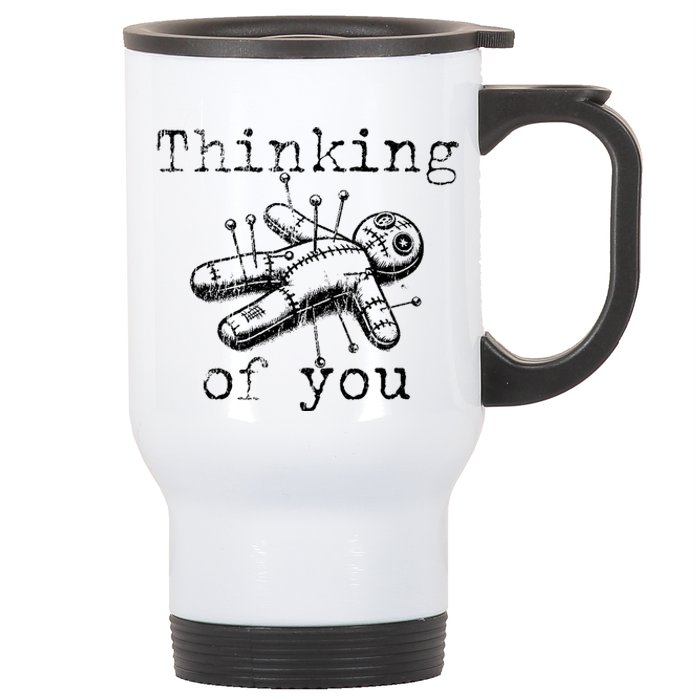 Thinking Of You Funny Vintage Voodoo Doll Stainless Steel Travel Mug