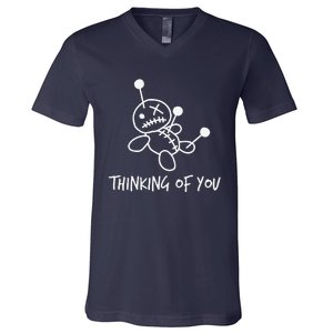 Thinking Of You Funny Voodoo Doll Valentine's Day Joke Gifts V-Neck T-Shirt