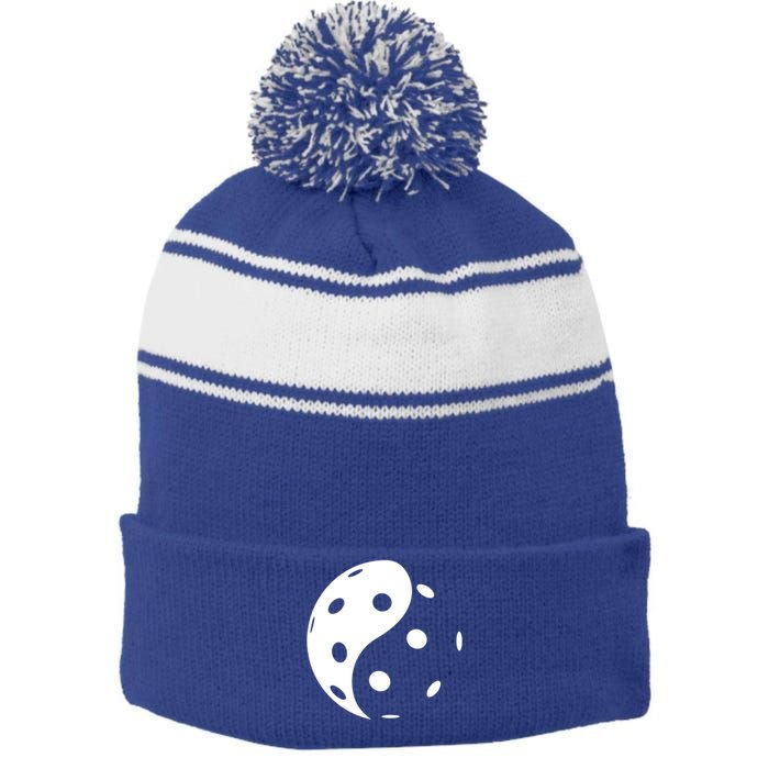 The Original Yin Yang Pickleball Great Gift Stripe Pom Pom Beanie