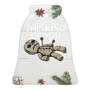 Thinking Of You Voodoo Doll Ceramic Bell Ornament