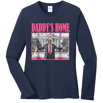 Trump Pin.K 2024 Take America Back DaddyS Home Christmas Ladies Long Sleeve Shirt