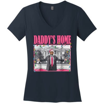 Trump Pin.K 2024 Take America Back DaddyS Home Christmas Women's V-Neck T-Shirt