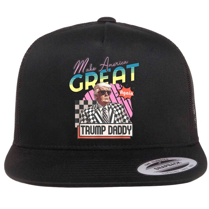 Trump Pink 2024 Funny Trump Take America Back Daddys Home Gift Flat Bill Trucker Hat