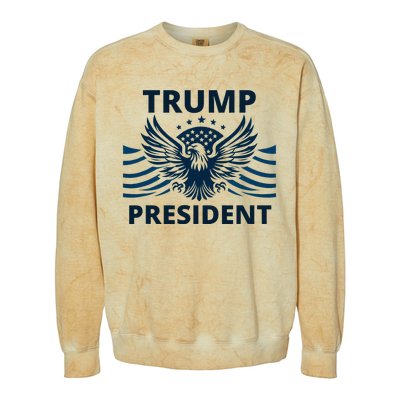 Trump President 2024 Eagle Strong Leadership Colorblast Crewneck Sweatshirt