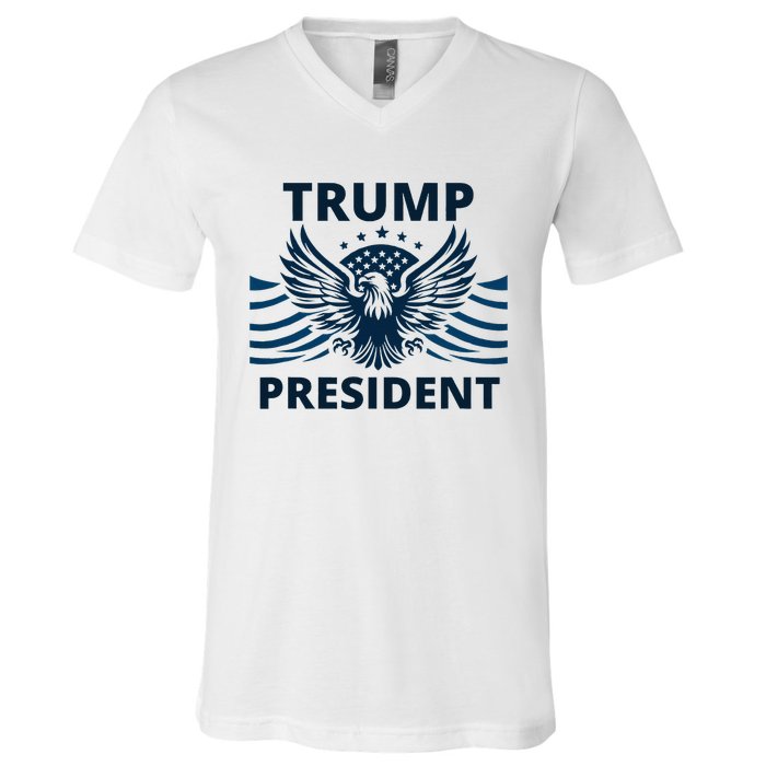 Trump President 2024 Eagle Strong Leadership V-Neck T-Shirt