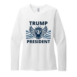 Trump President 2024 Eagle Strong Leadership Womens CVC Long Sleeve Shirt