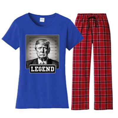 Trump President 2024 Mugshot President Legend Gift Women's Flannel Pajama Set