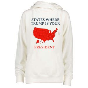 Trump President 2024 States Where Trump Is Your President Womens Funnel Neck Pullover Hood