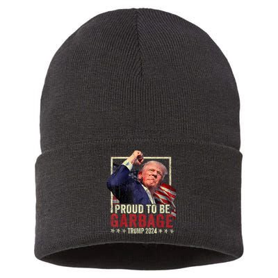 Trump President 2024 Election Proud To Be Garbage Sustainable Knit Beanie