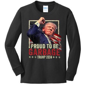 Trump President 2024 Election Proud To Be Garbage Kids Long Sleeve Shirt