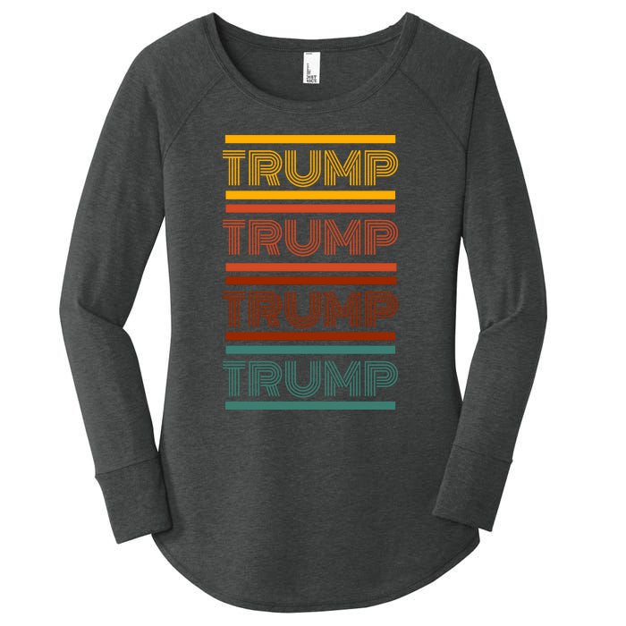 Trump President 2024 Funny Retro Vintage Women's Perfect Tri Tunic Long Sleeve Shirt