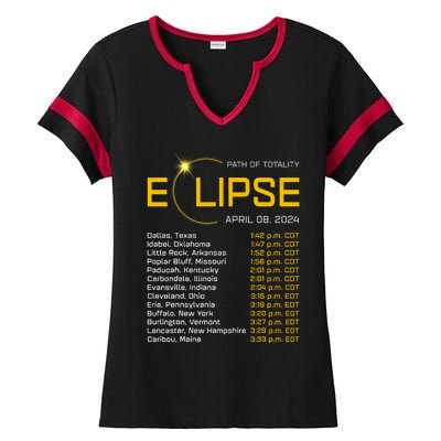 Totality Path 2024 Eclipse Map Total Eclipse Astronomy Ladies Halftime Notch Neck Tee