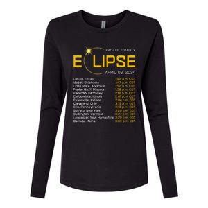 Totality Path 2024 Eclipse Map Total Eclipse Astronomy Womens Cotton Relaxed Long Sleeve T-Shirt