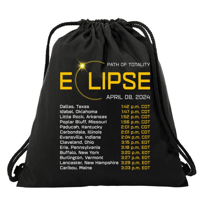 Totality Path 2024 Eclipse Map Total Eclipse Astronomy Drawstring Bag