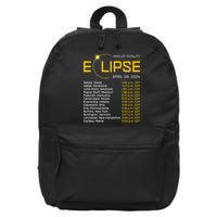 Totality Path 2024 Eclipse Map Total Eclipse Astronomy 16 in Basic Backpack
