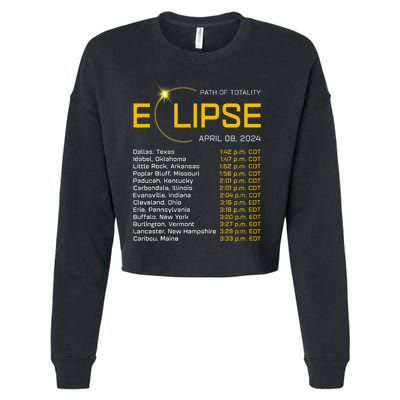 Totality Path 2024 Eclipse Map Total Eclipse Astronomy Cropped Pullover Crew