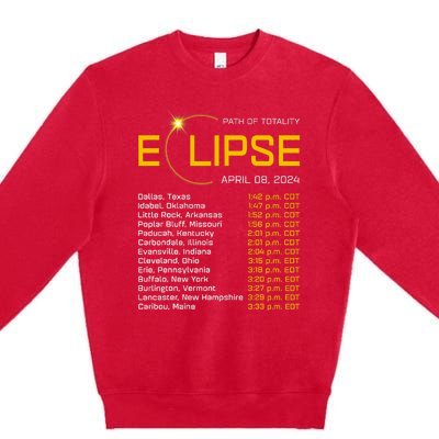 Totality Path 2024 Eclipse Map Total Eclipse Astronomy Premium Crewneck Sweatshirt