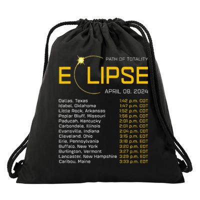 Totality Path 2024 Eclipse Map Total Eclipse Astronomy Drawstring Bag