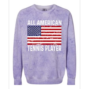 Tennis Player 4th Fourth Of July All American Flag Usa Gift Colorblast Crewneck Sweatshirt