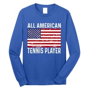 Tennis Player 4th Fourth Of July All American Flag Usa Gift Long Sleeve Shirt