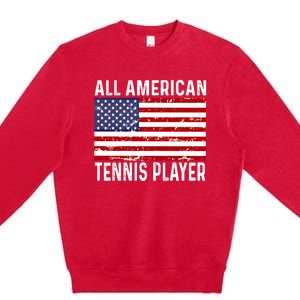 Tennis Player 4th Fourth Of July All American Flag Usa Gift Premium Crewneck Sweatshirt