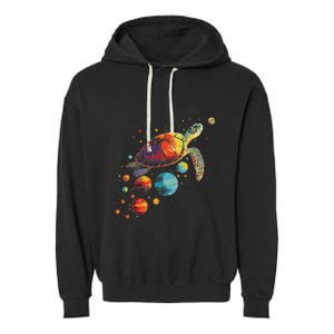 Turtler Planets Art Animal Colorful Graphic Turtle Garment-Dyed Fleece Hoodie