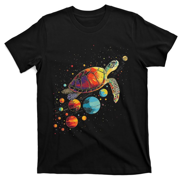 Turtler Planets Art Animal Colorful Graphic Turtle T-Shirt