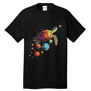 Turtler Planets Art Animal Colorful Graphic Turtle Tall T-Shirt