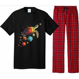 Turtler Planets Art Animal Colorful Graphic Turtle Pajama Set