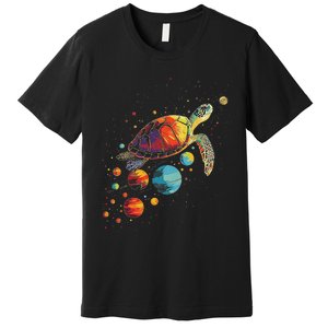 Turtler Planets Art Animal Colorful Graphic Turtle Premium T-Shirt