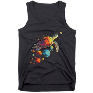 Turtler Planets Art Animal Colorful Graphic Turtle Tank Top