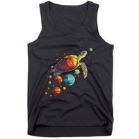 Turtler Planets Art Animal Colorful Graphic Turtle Tank Top