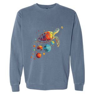 Turtler Planets Art Animal Colorful Graphic Turtle Garment-Dyed Sweatshirt