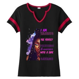 Taurus Princess and Warrior Black Wo Sassy Birthday Ladies Halftime Notch Neck Tee