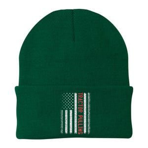 Tractor Pulling American Flag 4th of July Cool Novelty Knit Cap Winter Beanie