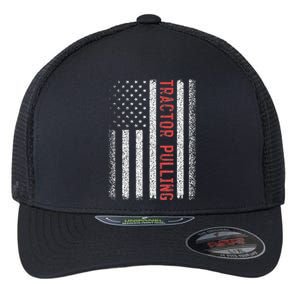 Tractor Pulling American Flag 4th of July Cool Novelty Flexfit Unipanel Trucker Cap