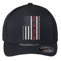 Tractor Pulling American Flag 4th of July Cool Novelty Flexfit Unipanel Trucker Cap