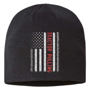 Tractor Pulling American Flag 4th of July Cool Novelty Sustainable Beanie