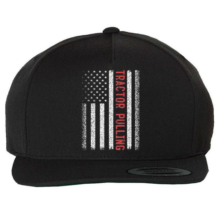 Tractor Pulling American Flag 4th of July Cool Novelty Wool Snapback Cap