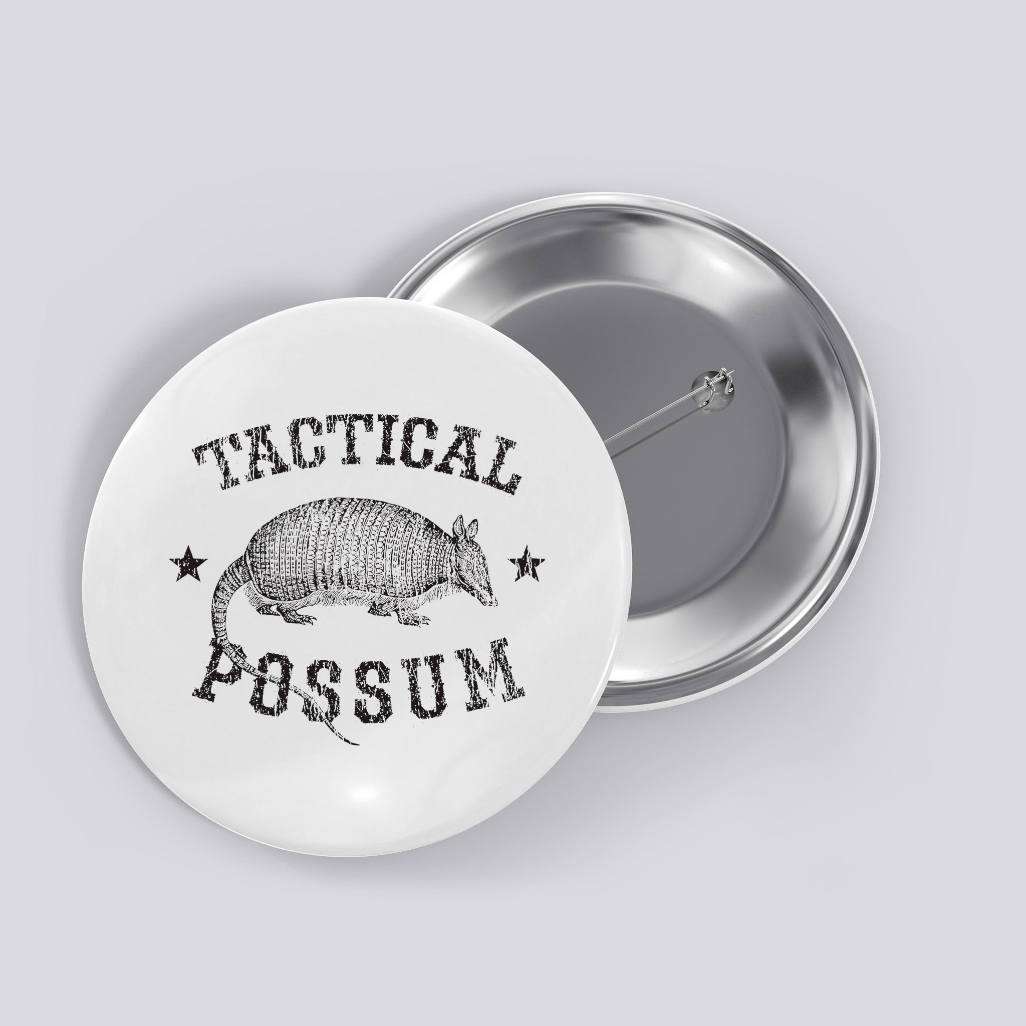 Tactical Possum Armadillo Animal Pun Texas Funny Button