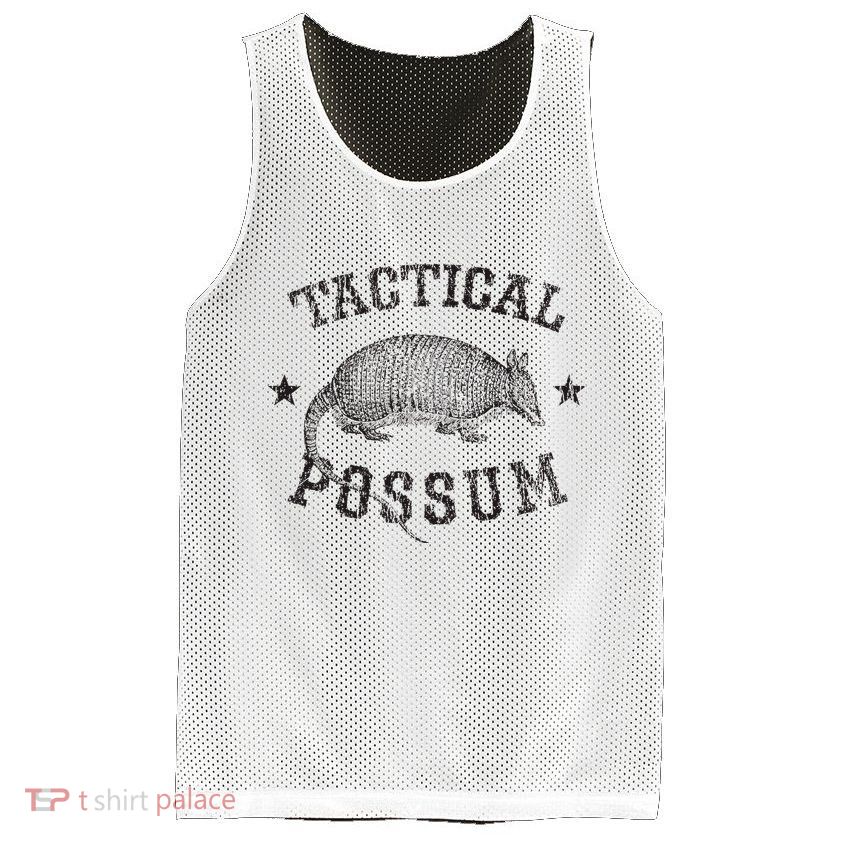 Tactical Possum Armadillo Animal Pun Texas Funny Mesh Reversible Basketball Jersey Tank