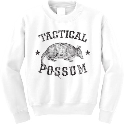 Tactical Possum Armadillo Animal Pun Texas Funny Kids Sweatshirt
