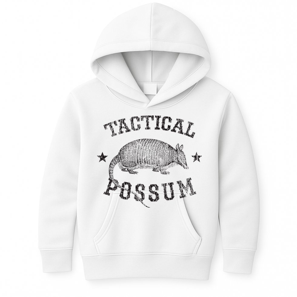 Tactical Possum Armadillo Animal Pun Texas Funny Kids Hoodie
